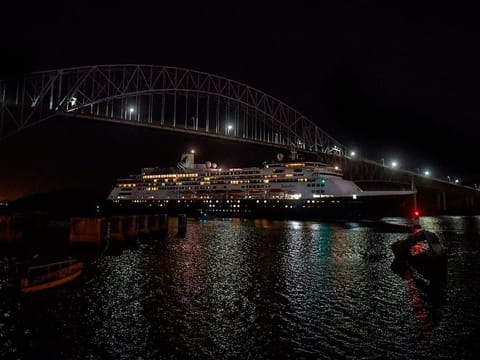 Holland America's cruise ship Zaandam navigates through the Panama Canal in Panama City, on March 29, 2020.  