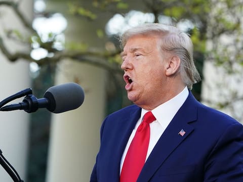 US President Donald Trump speaks during the daily briefing on the novel coronavirus, COVID-19, in the Rose Garden of the White House in Washington, DC, on March 30, 2020.