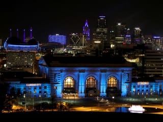 Coronavirus: Bathed in blue in support of COVID-19 front-line workers in US