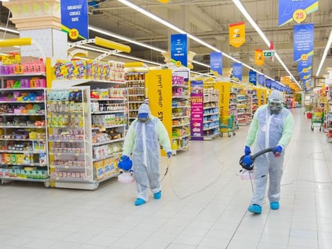 Disinfection drive at supermarkets and bakeries