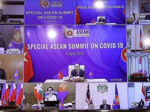 A screengrab taken in Hanoi, Vietnam, shows a monitor with ASEAN leaders (File)