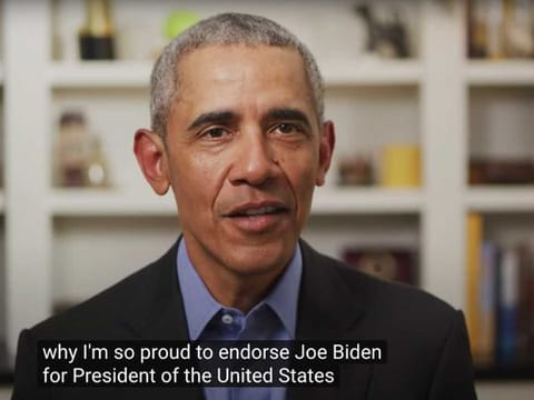Former US president Barack Obama appears in a video endorsement of former US vice-president Joe Biden, released on April 14, 2020. 