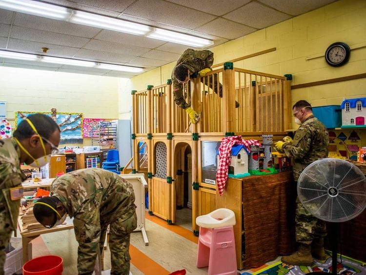 Bleach US national guard coronavirus social distancing
