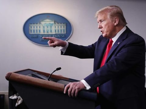 US President Donald Trump speaks during a news conference at the White House in Washington, DC, US, on Wednesday, April 22, 2020. 