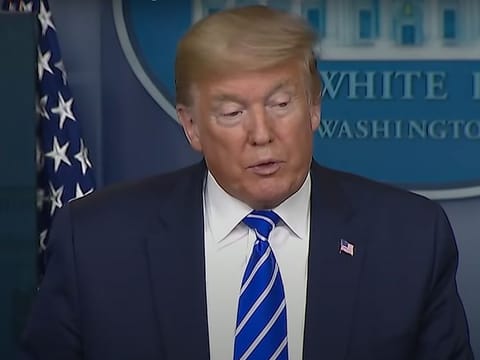 Screengrab of video recording of Trump's press conference on April 23
