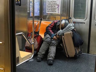 Photos: New York's homeless flock to empty subway trains