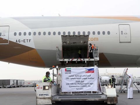 An aid flight being prepared for the Philippines. UAE on Wednesday sent an aid plane containing seven metric tons of medical supplies to the Philippines.