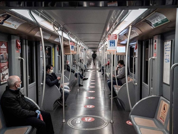 Milan Italy subway social distancing