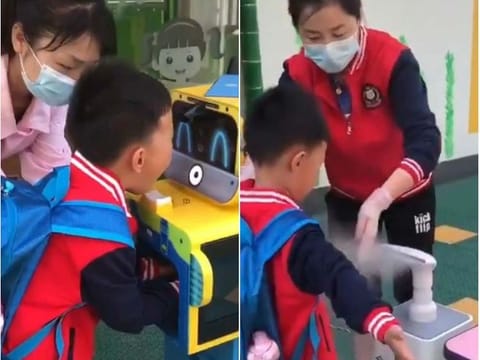 Chinese students gets disinfected