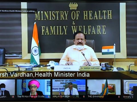 Union Minister for Health and Family Welfare Dr. Harsh Vardhan participating in the 32nd Commonwealth Health Ministers Meeting on the theme 'Delivering a Co-ordinated Commonwealth COVID-19 Response' through video conference, in New Delhi last week. 