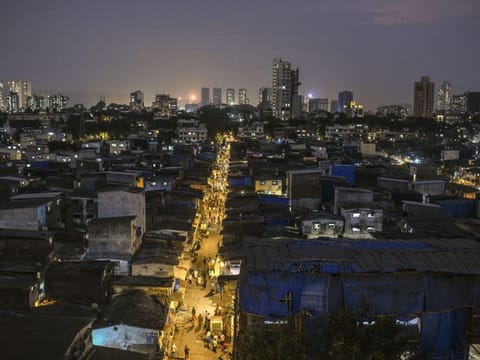 The Dharavi slum, the largest in the city, in Mumbai. This city of 20 million is now responsible for 20 per cent of India’s coronavirus infections and nearly 25 per cent of the deaths. 