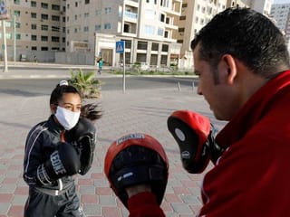 Gaza's young female boxers train on the beach amid COVID-19 closures