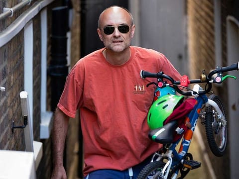 Britain's Prime Minister Boris Johnson's senior aide Dominic Cummings leaves his north London home, in London 