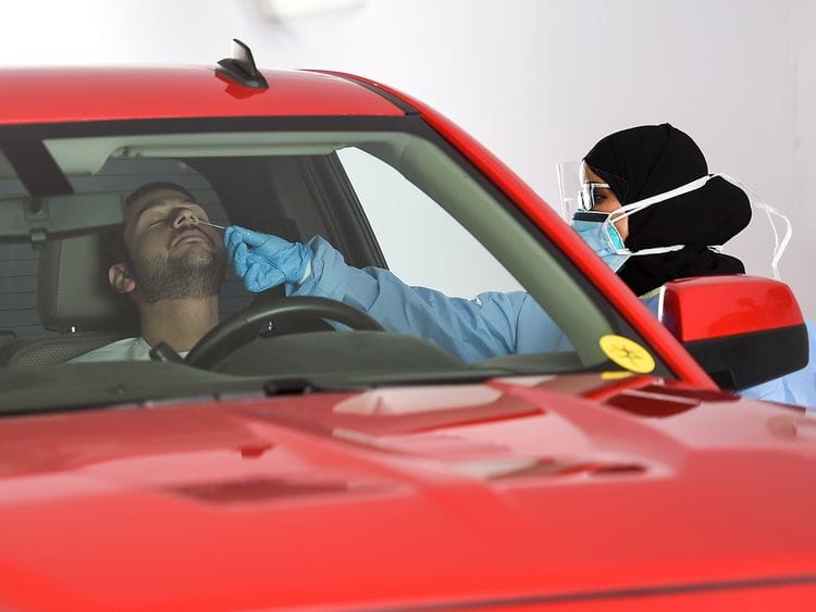 SEHA drive through, swab test, COVID-19 in UAE