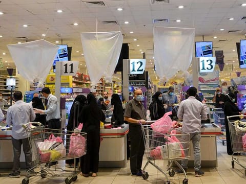 A supermarket at the Panorama Mall in the Saudi capital Riyadh on May 22, 2020. 