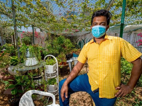 Praveen Kottavathil in his garden 