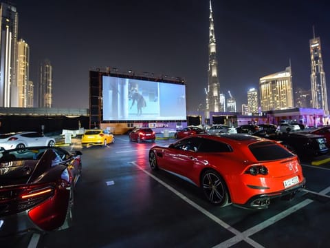 Reel Drive-in Cinema at the rooftop parking space of the new The Dubai Mall Zabeel extension 