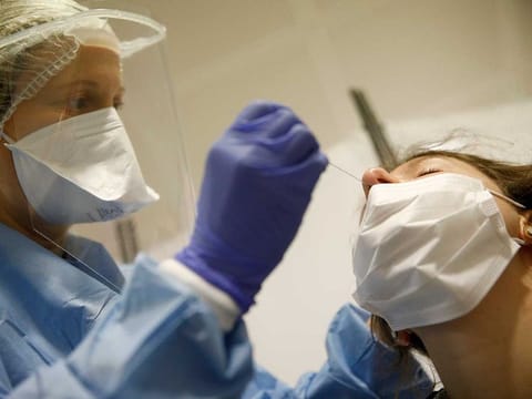 The company's test allows users to swab themselves to collect a nasal sample.