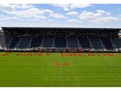 The message painted on the pitch by DC United players