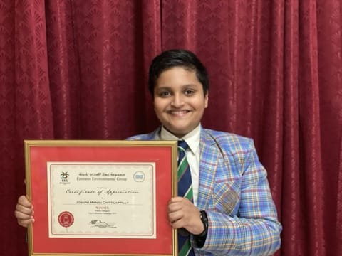 Young eco-warrior Joseph Manoj Chittilappilly,