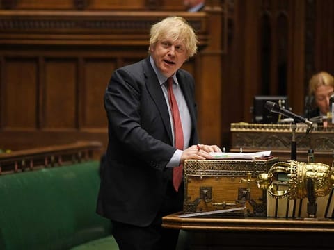  Britain's Prime Minister Boris Johnson speaking during Prime Minister's Questions (PMQs) in the House of Commons