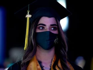 Drive thru school graduation on F1 circuit in Bahrain