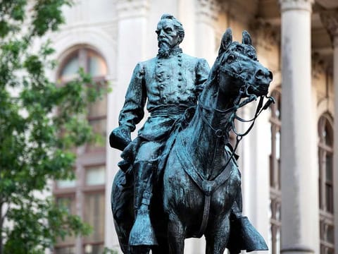 A Confederate monument to John Brown Gordon, a controversial figure in the history of the US, is seen outside of the Georgia State Capitol in Atlanta on June 11, 2020.