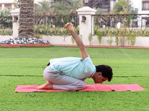 Anis Sajan in a yoga pose 