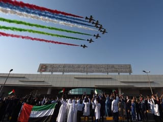 Photos: UAE Air Force's Al Fursan fly over UAE hospitals in honour of medical staff who battle against COVID-19
