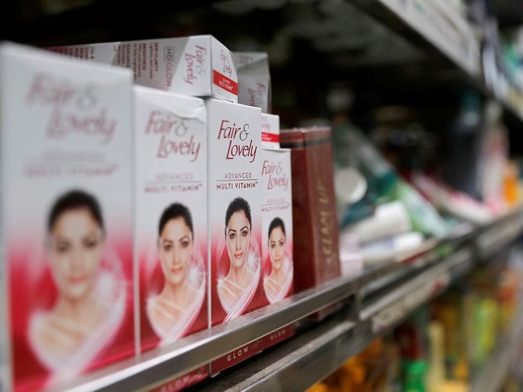 Fair and Lovely, one of Unilever’s most popular and controversial products on display in a supermarket aisle. 