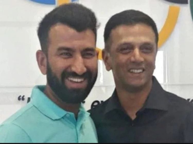 Cheteshwar Pujara with Rahul Dravid