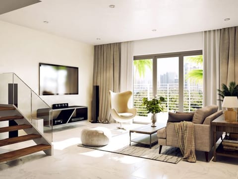 A Hartland Townhouse lounge. Sobha Hartland’s housing choices range from one-bedders  to six-bedroom luxury villas