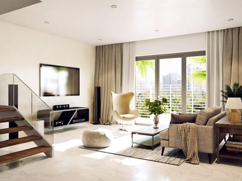 A Hartland Townhouse lounge. Sobha Hartland’s housing choices range from one-bedders  to six-bedroom luxury villas