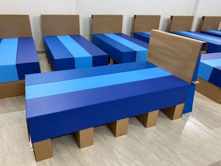 Cardboard beds for COVID-19 patients 
