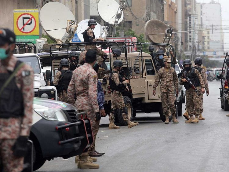 Stock Exchange Building karachi Pakistan security forces