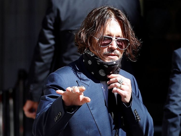 Actor Johnny Depp arrives at the High Court in London on July 7, 2020. 