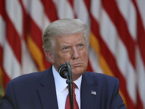 US President Donald Trump attends a news conference in the Rose Garden at the White House (July 14, 2020)