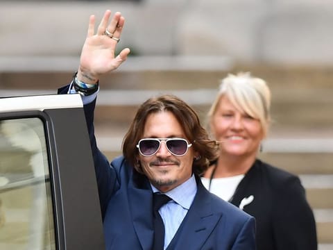 Johnny Depp outside a court in London.