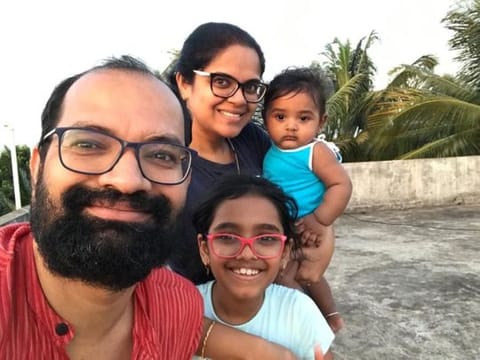 Palna Kulkarni, her husband Abhay Muglikar and children Saachi, aged eight years and nine month old baby Dhruv