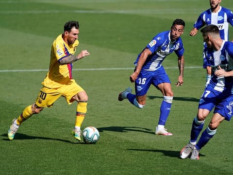 Barcelona's Lionel Messi in action.