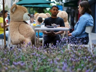 Photos: Teddy bears help to maintian social distancing at a Mexican restaurant