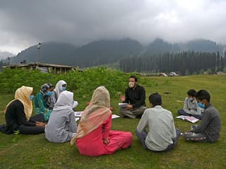Photos: Sky-high outdoor classroom for children in COVID-19-hit Indian Kashmir