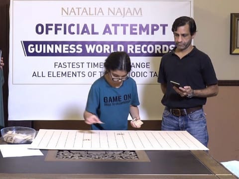 Nine-year old Pakistani girl Natalia Najam has broken the world record for the fastest arrangement of the periodic table of elements.