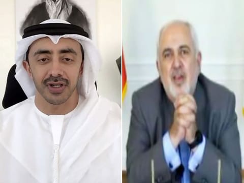 Shaikh Abdullah Bin Zayed Al Nahyan, UAE Foreign Minister and Mohammad Javad Zarif, Iranian Foreign Minister.