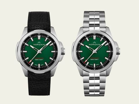 The Independence 20, Norqain's first timepiece with an in-house movement, has a striking forest-inspired green dial and is a limited edition of 200 pieces. 