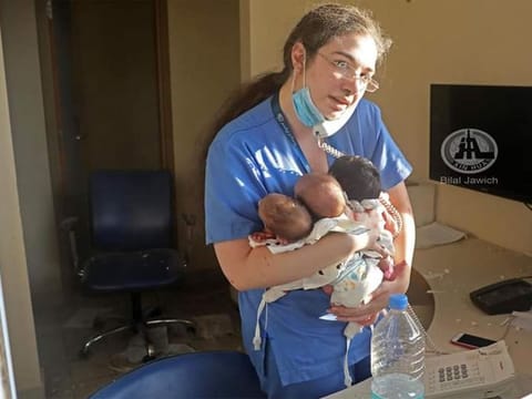 Nurse as she try to save three new born from blast