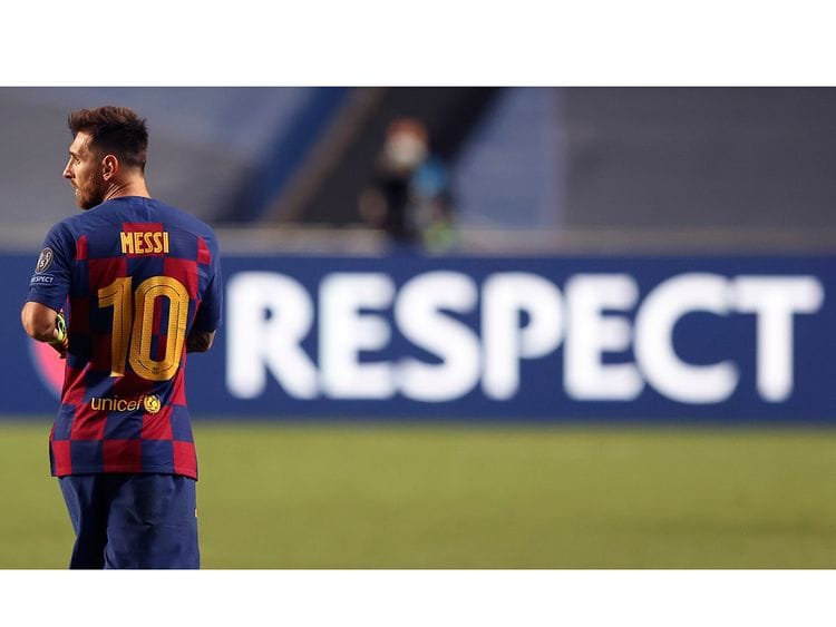 Lionel Messi during the 8-2 loss to Bayern Munich