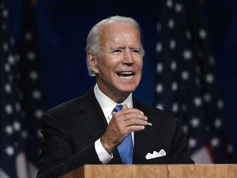 Joe Biden talks at the Democratic National Convention at the Chase Center in Wilmington, Delaware in this file image 