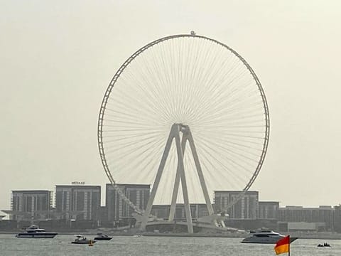 The Ain Dubai observation wheel coming up at the Bluewaters island.