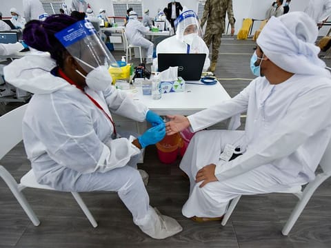 Screening centre at the Ghantoot Rapid testing facility on Dubai-Abu Dhabi border. 